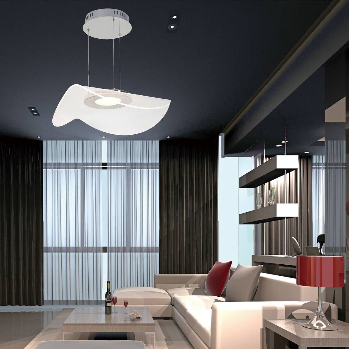 POCOline LED-Pendelleuchte Amina silber Acryl H/D: ca. 120x48 cm