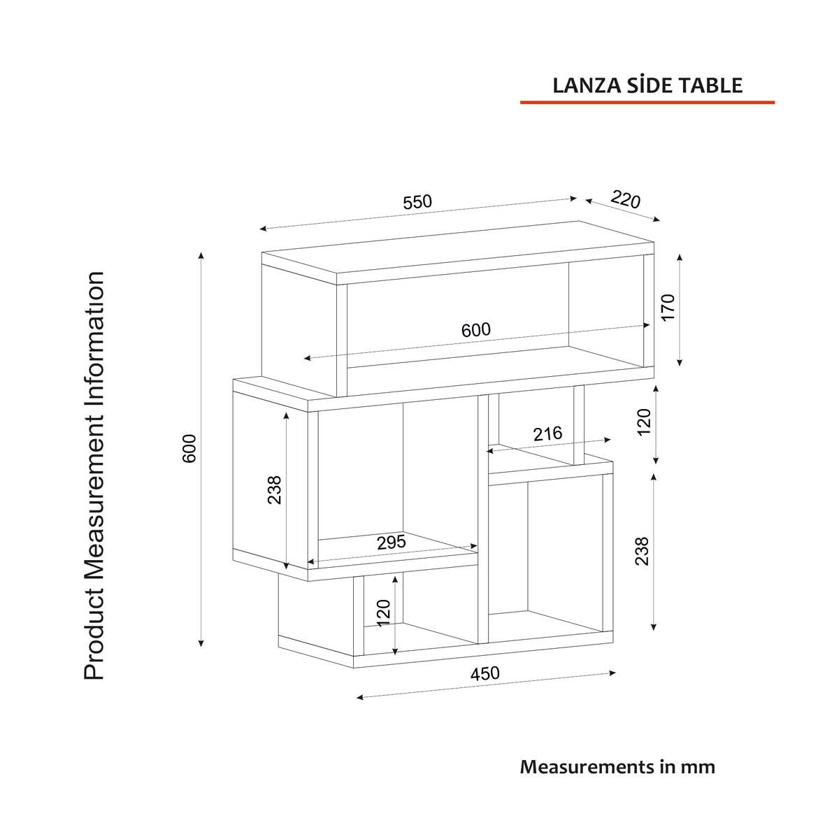 Beistelltisch Lanza walnuss Nachbildung Spanplatte B/H/T: ca. 55x60x22 cm