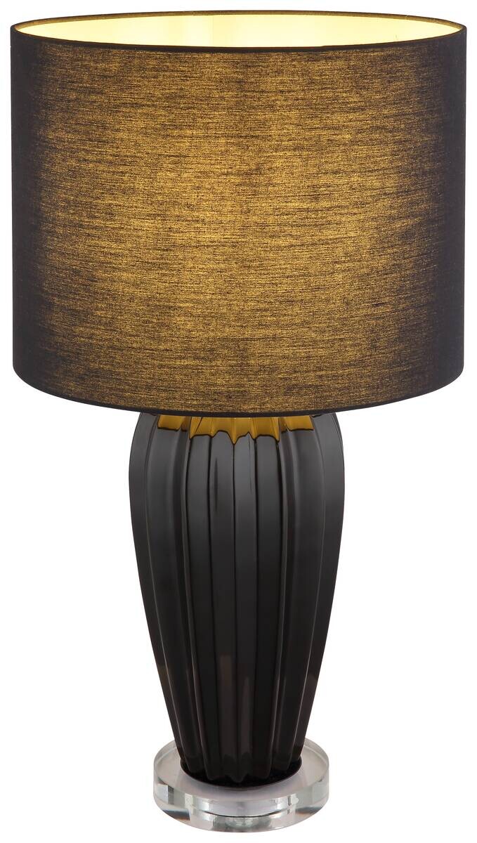 GLOBO Tischleuchte IRINA 24145B Chrom klar schwarz Kunststoff Metall Keramik H/D: ca. 59x35 cm E27 1 Brennstellen