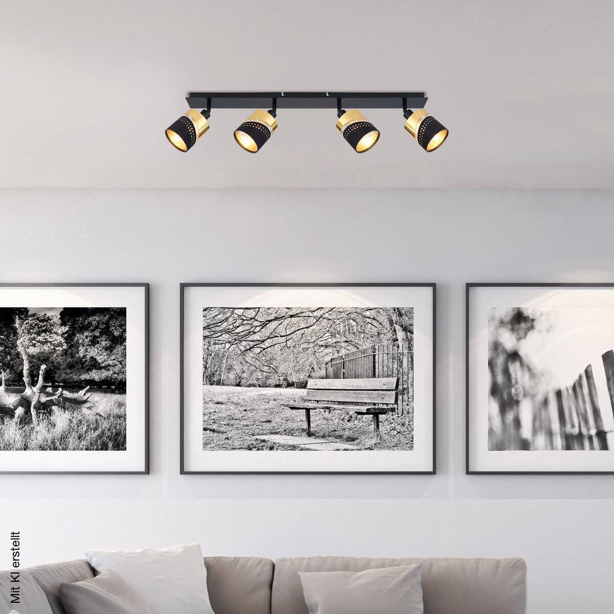 GLOBO Spot gold schwarz Kunststoff Metall B/H/T: ca. 9x20,5x80 cm E14 4 Brennstellen