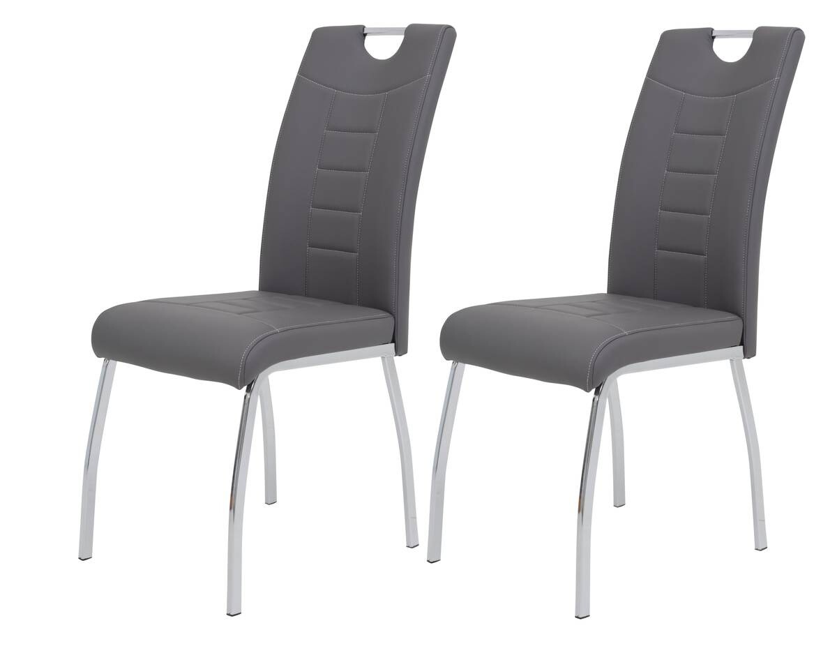 Stuhl Andrea 2er Set grau Kunstleder Metall B/H/T: ca. 43x100x64 cm