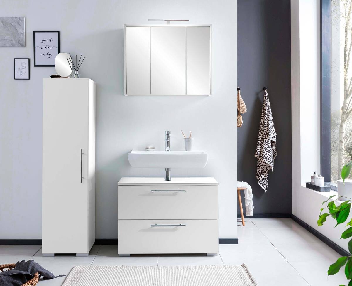 Waschbeckenunterschrank Carlos perlweiß Optik B/H/T: ca. 80,2x59,1x35 cm