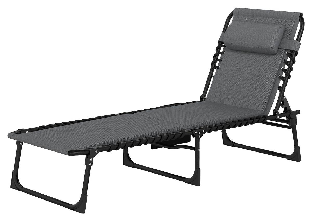 Outsunny Sonnenliege dunkelgrau Stahl B/H/L: ca. 68x36x189 cm