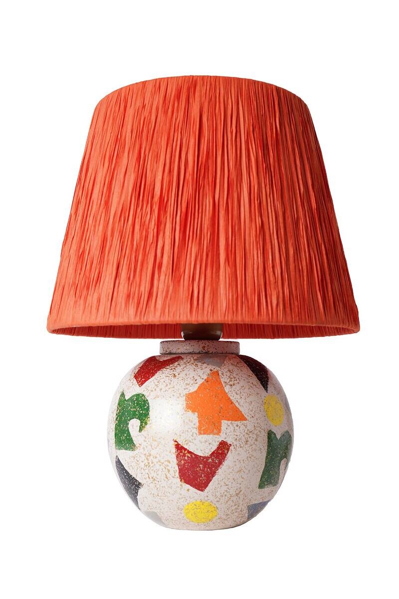 Tischleuchte orange Keramik B/H/L/D: ca. 33x43x33x33 cm E27 1 Brennstellen