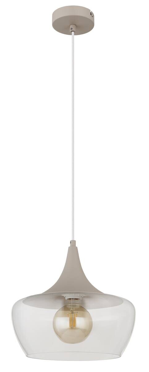 GLOBO Pendelleuchte sand klar Metall Glas H/D: ca. 120x30 cm E27 1 Brennstellen