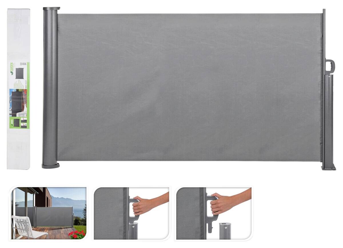 Terrassenwindschutz grau Aluminium H/L: ca. 160x300 cm