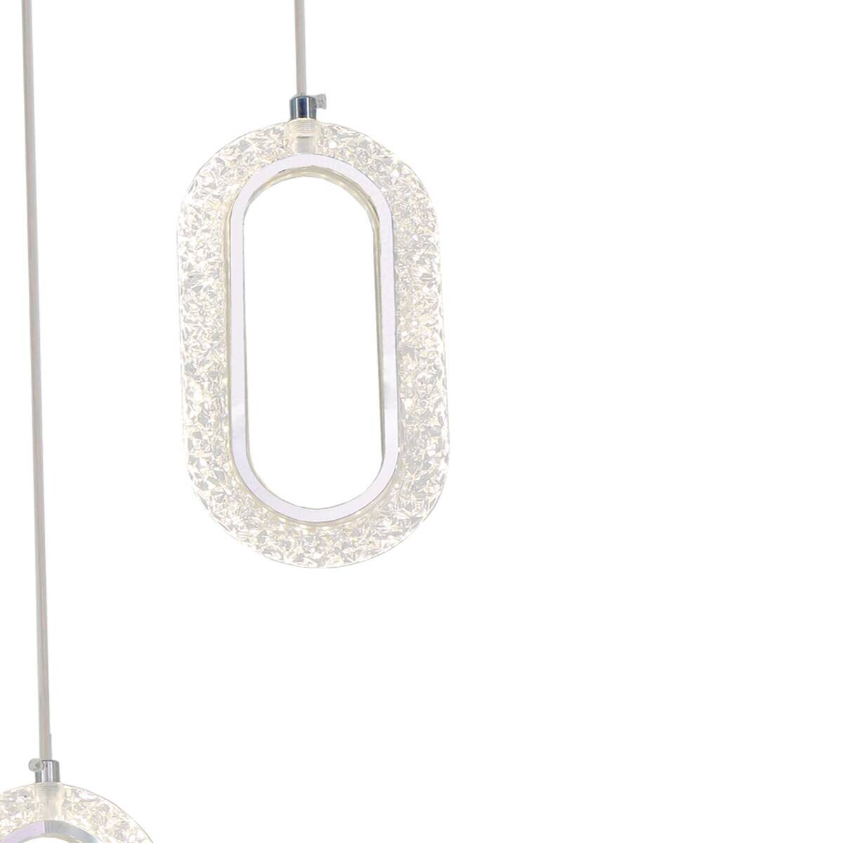 POCOline LED-Pendelleuchte Alfredo Chrom Metall Acryl B/H/L: ca. 30x143x30 cm