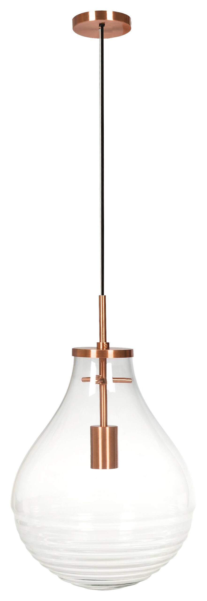 Kayoom Pendelleuchte Tamo Large transparent Kupfer Glas Eisen B/H/L: ca. 37,7x50x37,7 cm E27 1 Brennstellen