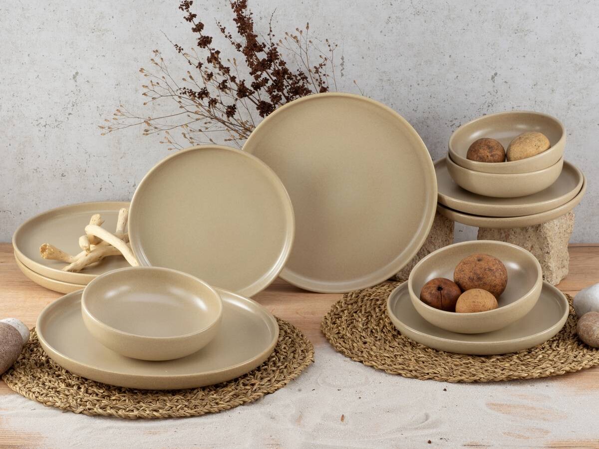 CreaTable Tafelservice Uno sand Steinzeug 12 tlg.