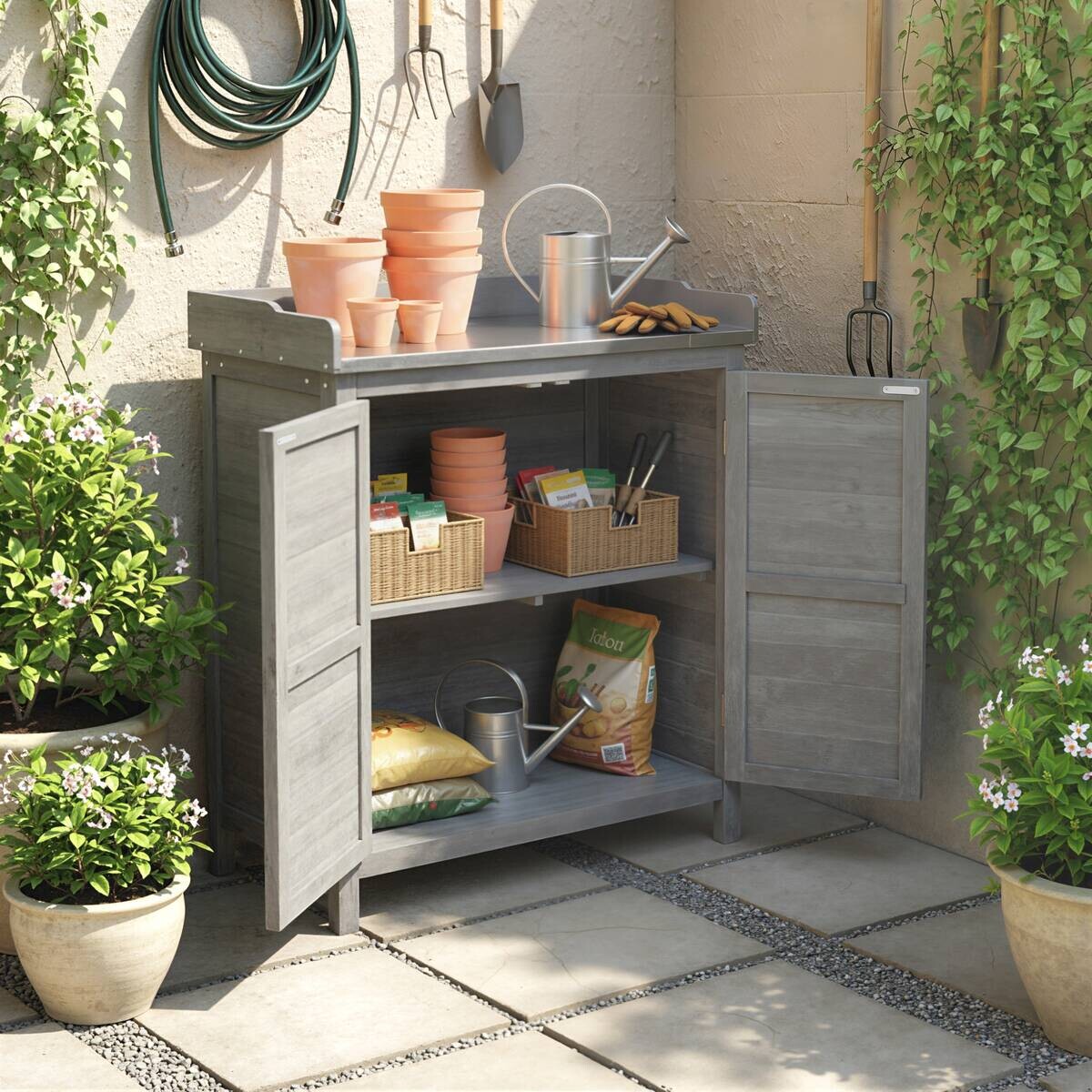Outsunny Gartenschrank grau B/H/T/L: ca. 40x92x40x83 cm