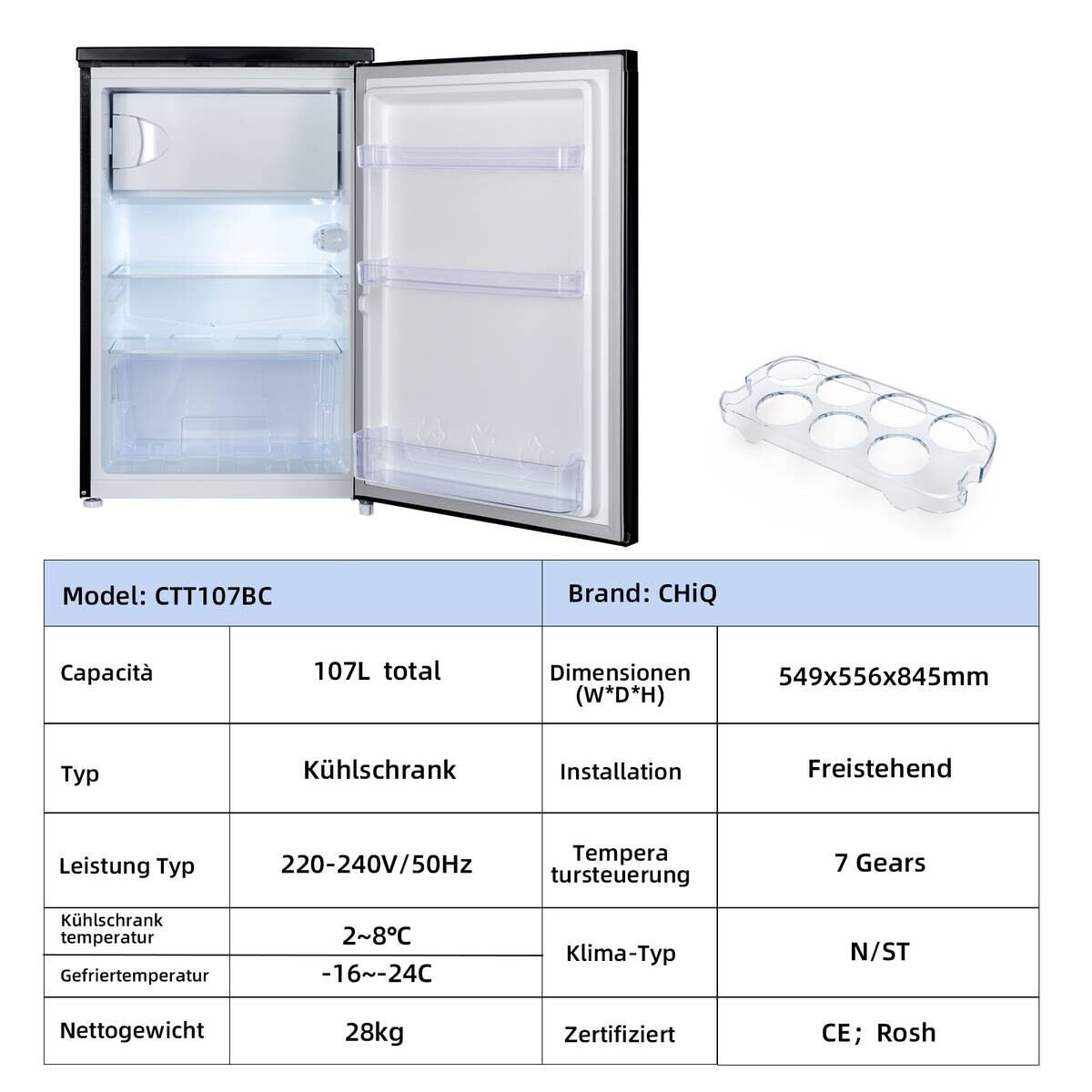 CHiQ Stand-Kühlschrank CKS110CBPO dark Inox B/H/T: ca. 54,9x84,5x55,6 cm