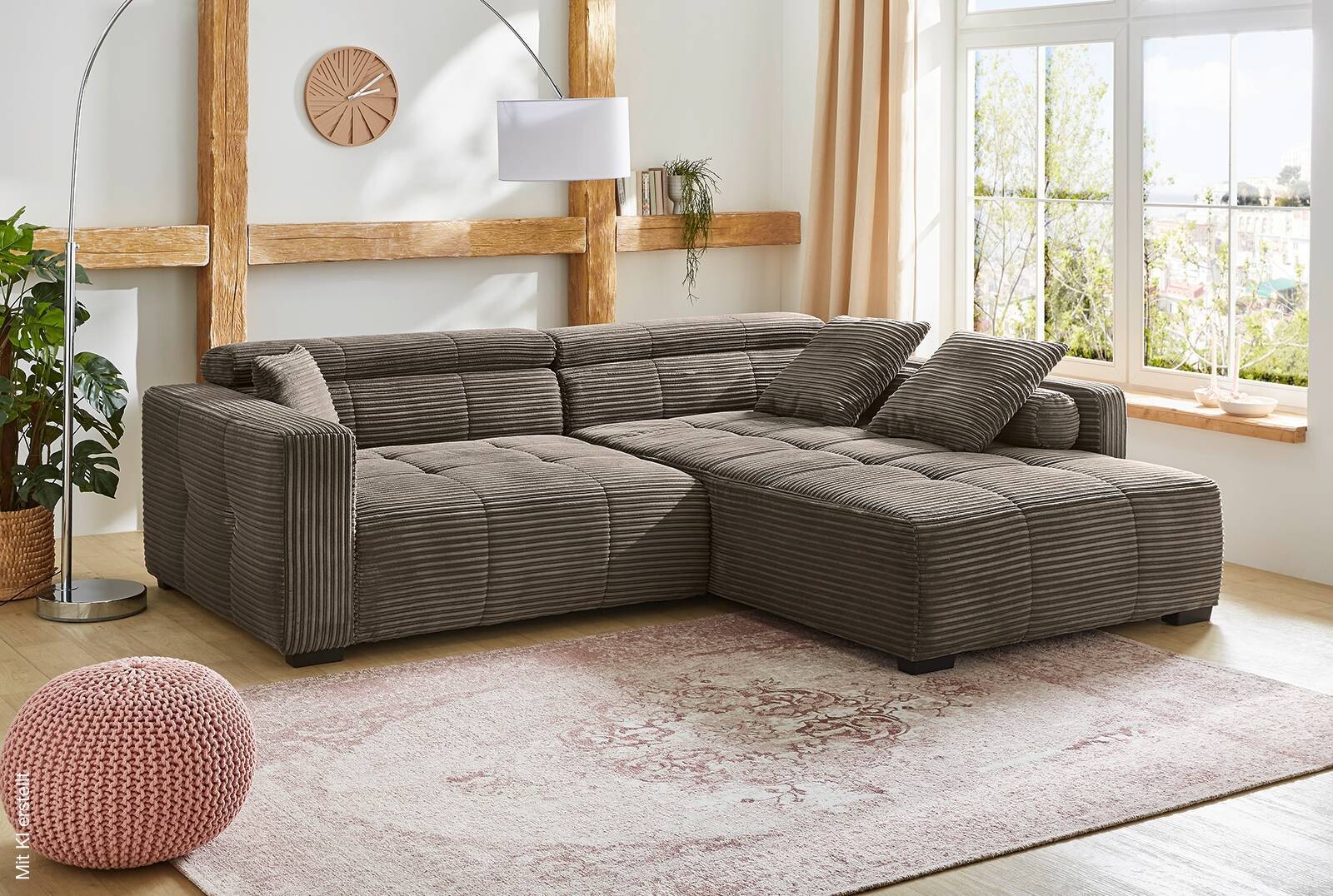 Ecksofa dunkelgrau Microfaser B/H/T: ca. 278x98x231 cm