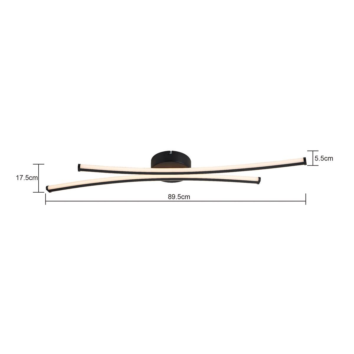 POCOline LED-Deckenleuchte Dion mattschwarz Metall Kunststoff B/H/L: ca. 15x5,5x90 cm