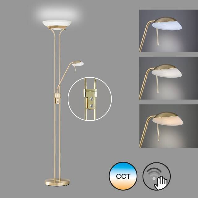 Fischer & Honsel LED-Stehleuchte 40145 messing weiß Glas Metall H/D: ca. 182x32 cm 1 Brennstellen