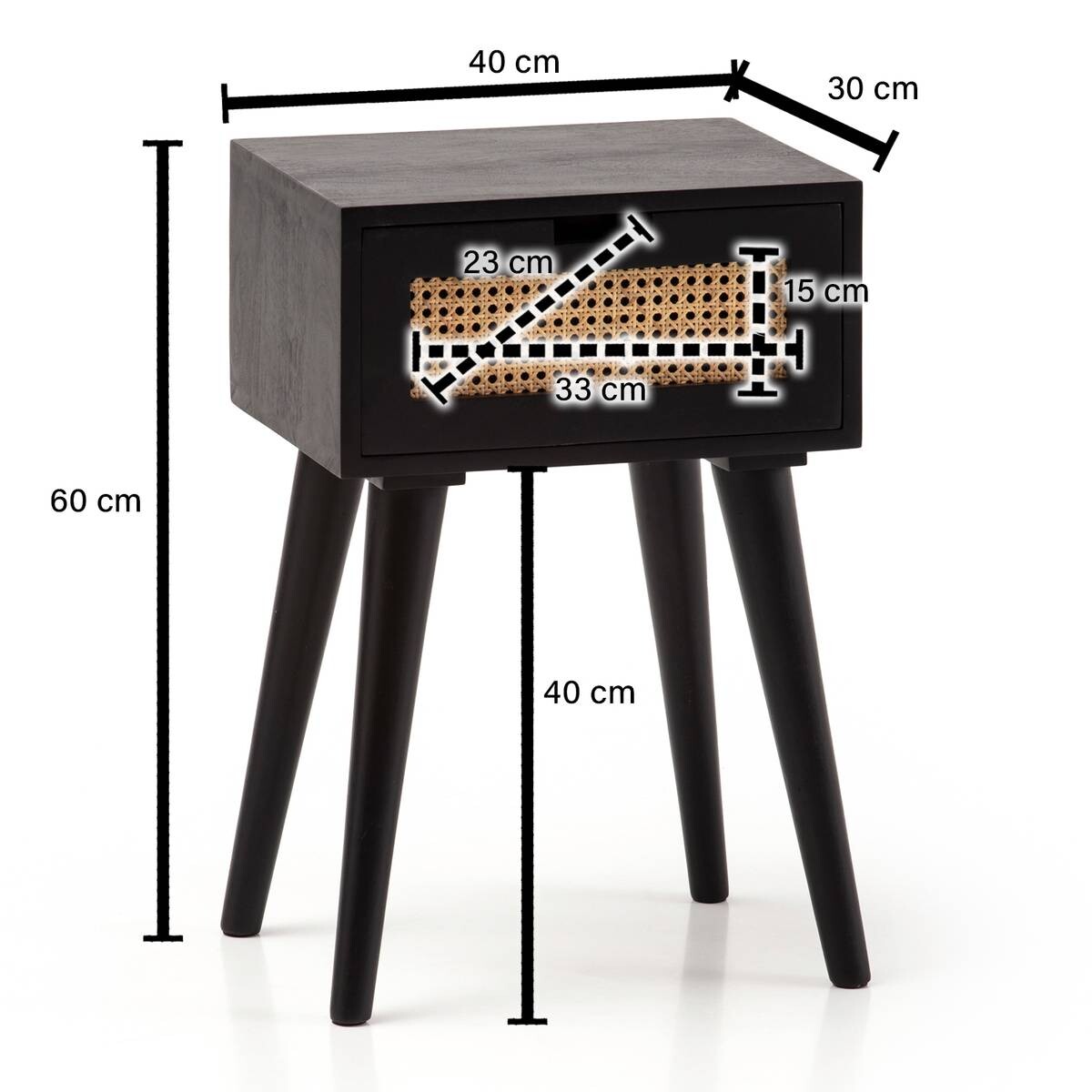 Nachtkonsole schwarz B/H/T: ca. 40x60x30 cm