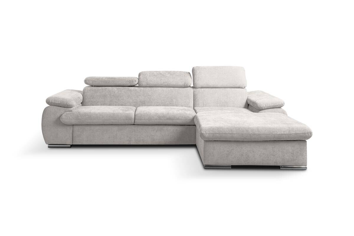 Ecksofa mit Bettfunktion und Bettkasten beige Polyester B/H/T: ca. 284x102x196 cm