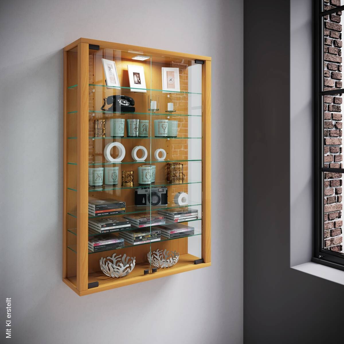 Vitrine Vitrosa Mini buche Nachbildung weiß Holzwerkstoff Holzwerkstoff