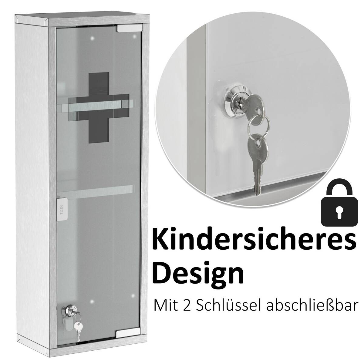 Medizinschrank silber Polypropylen B/H/L: ca. 12x20x58 cm