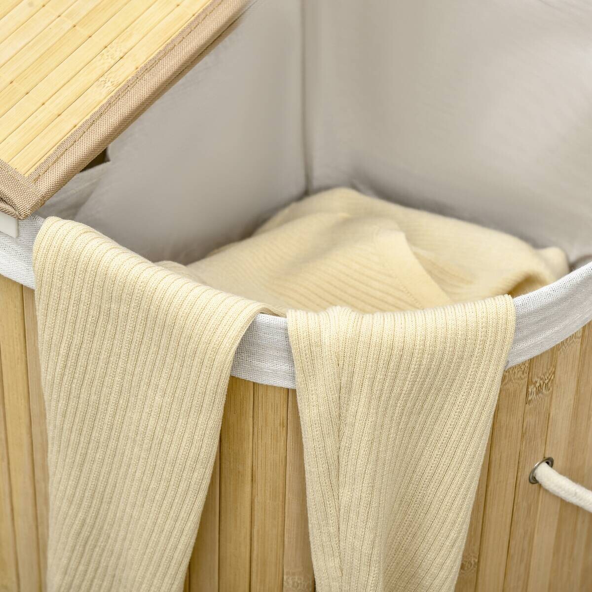 HOMCOM Wäschekorb natur Polypropylen B/H/L: ca. 37x62,5x60,5 cm