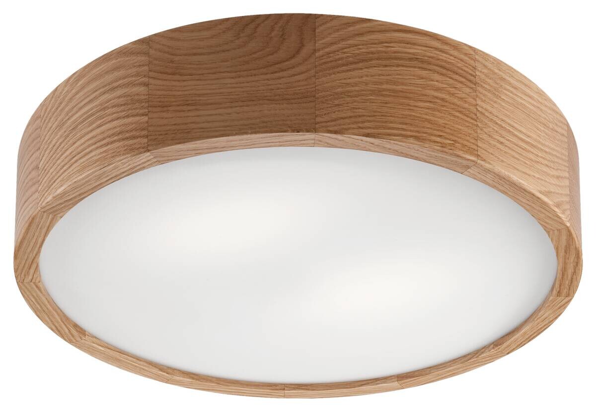 Lamkur Deckenleuchte Eveline Eiche Glas Holz H/L: ca. 8x37 cm E27 2 Brennstellen