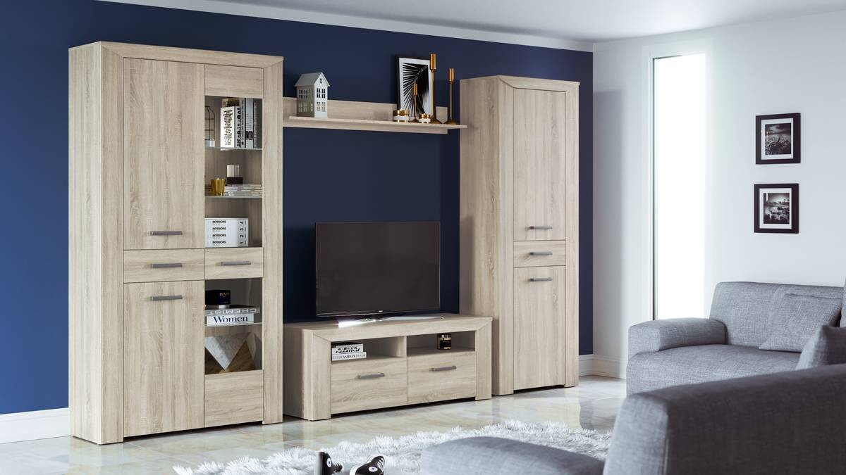 Vitrine Lorenzo Eiche Sonoma Nachbildung B/H/T: ca. 70x197x38 cm