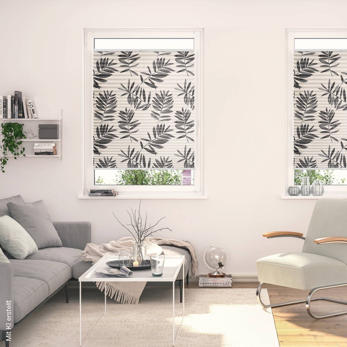 LICHTBLICK Spannplissee Black Watercolor schwarz B/L: ca. 60x130 cm