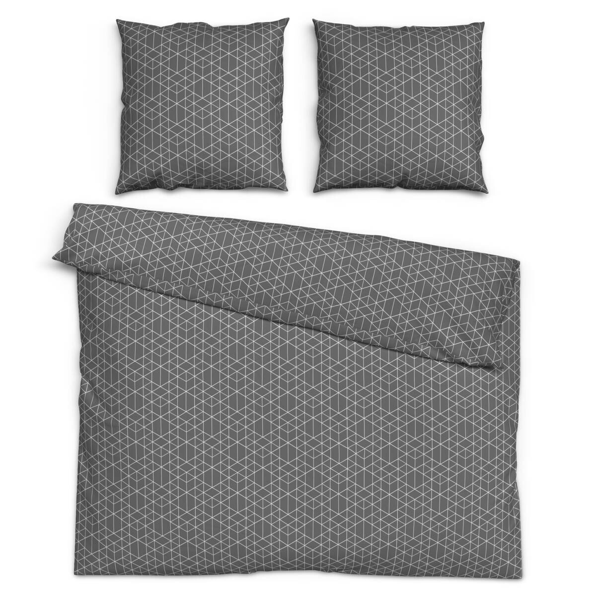 Microfaser Bettwäsche dunkelgrau 100% Polyester B/L: ca. 200x200 cm