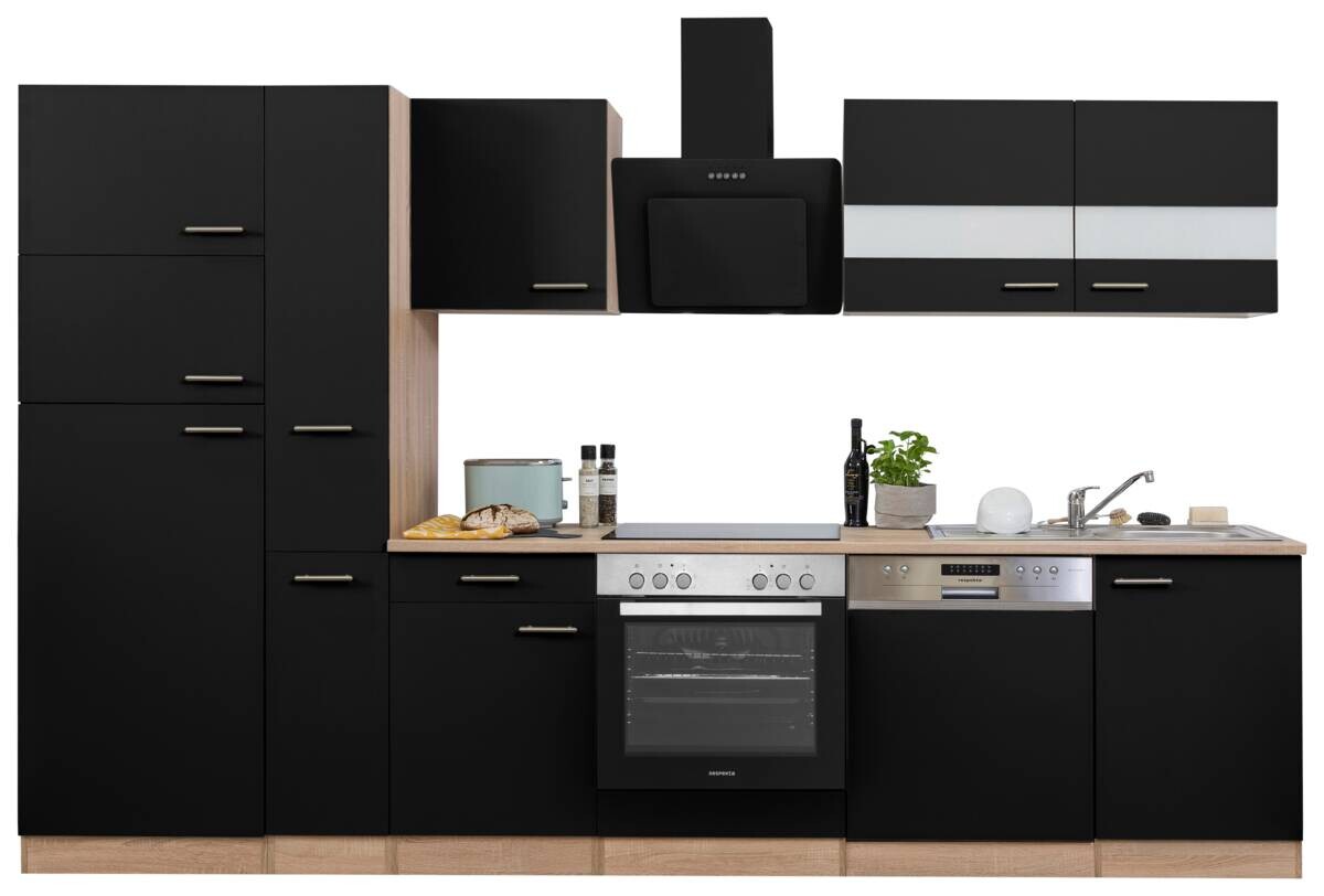 Respekta Küchenblock Economy schwarz matt B/H/T: ca. 310x200x60 cm