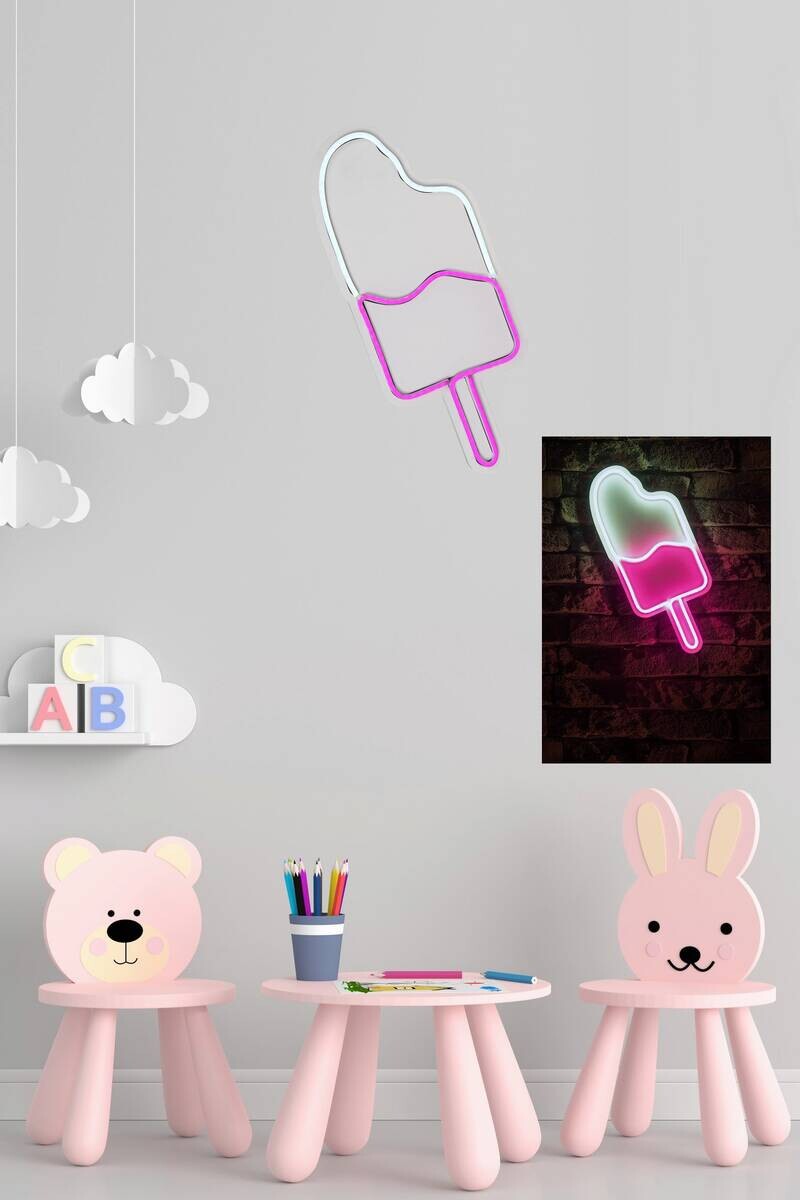 Opviq LED-Wandleuchte weiß rosa PVC B/H/T/L: ca. 17x40x2x17 cm