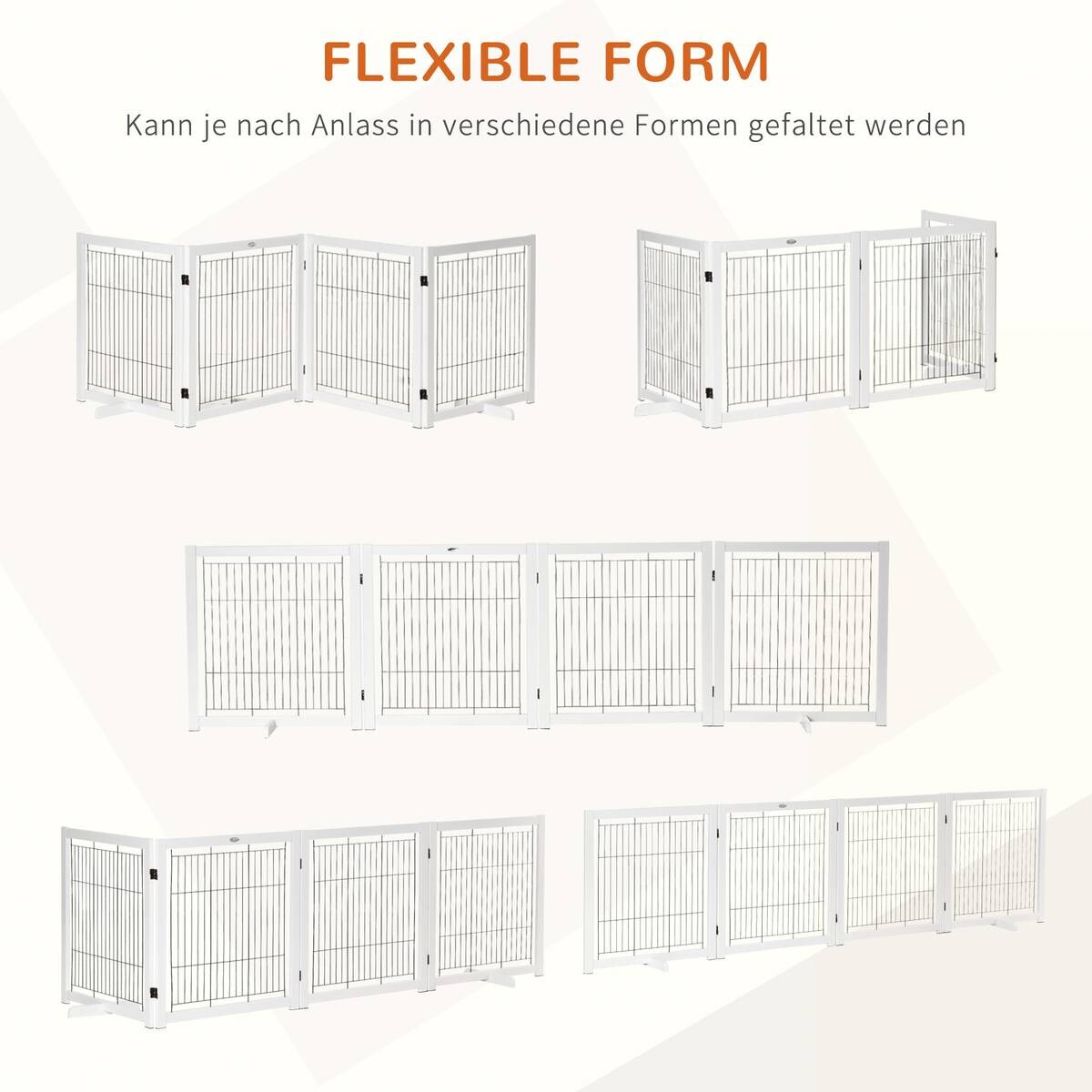 PawHut Absperrgitter weiß Stahl B/H/L: ca. 35,5x82x305 cm