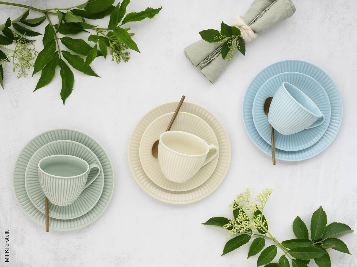 CreaTable Kaffeeservice Valencia bunt Porzellan 18 tlg.