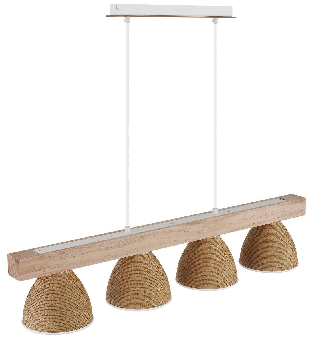 GLOBO Pendelleuchte braun weiß Metall Holz B/H/L: ca. 15x120x75 cm E14 4 Brennstellen