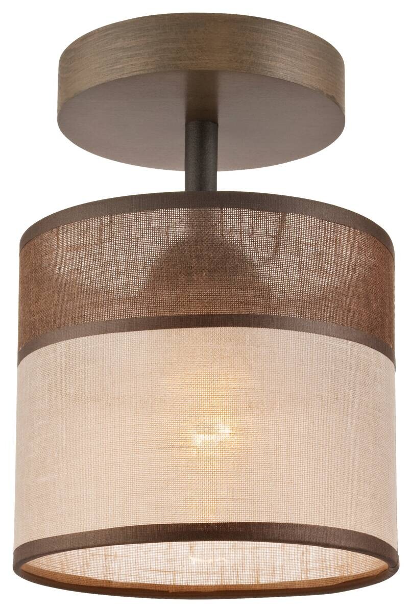 Lamkur Deckenleuchte Andrea natur Stahl Stoff Holz H/L: ca. 25x16 cm E27 1 Brennstellen