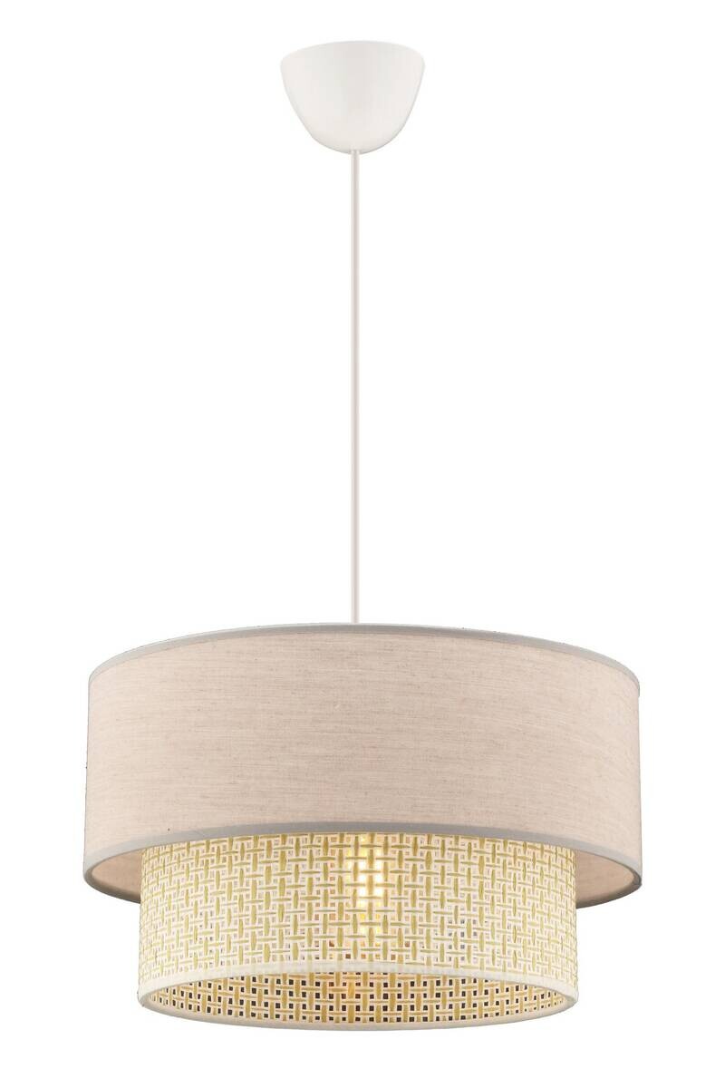 Opviq Pendelleuchte Echo beige creme Baumwolle B/H/T/L/D: ca. 30x65x30x30x30 cm E27 1 Brennstellen