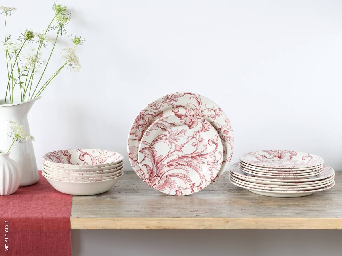 CreaTable Tafelservice Venecia rot Steingut 18 tlg.