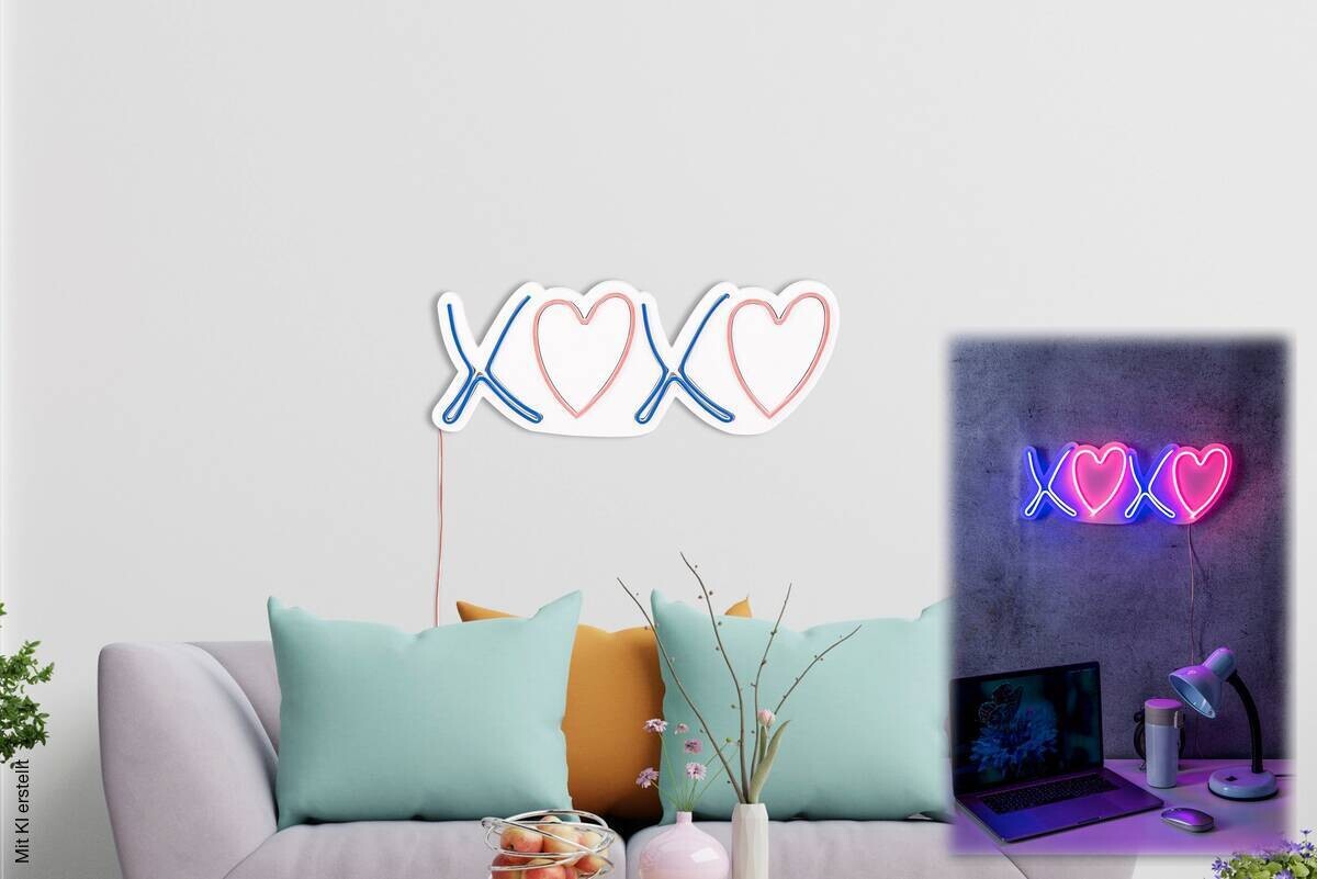 Opviq LED-Wandleuchte rosa blau PVC B/H/T/L: ca. 46x18x2x46 cm