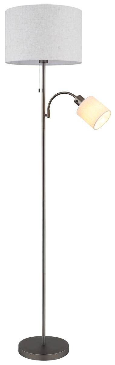 GLOBO Stehleuchte schwarz creme Metall Leinen H/D: ca. 165x38 cm E27 2 Brennstellen