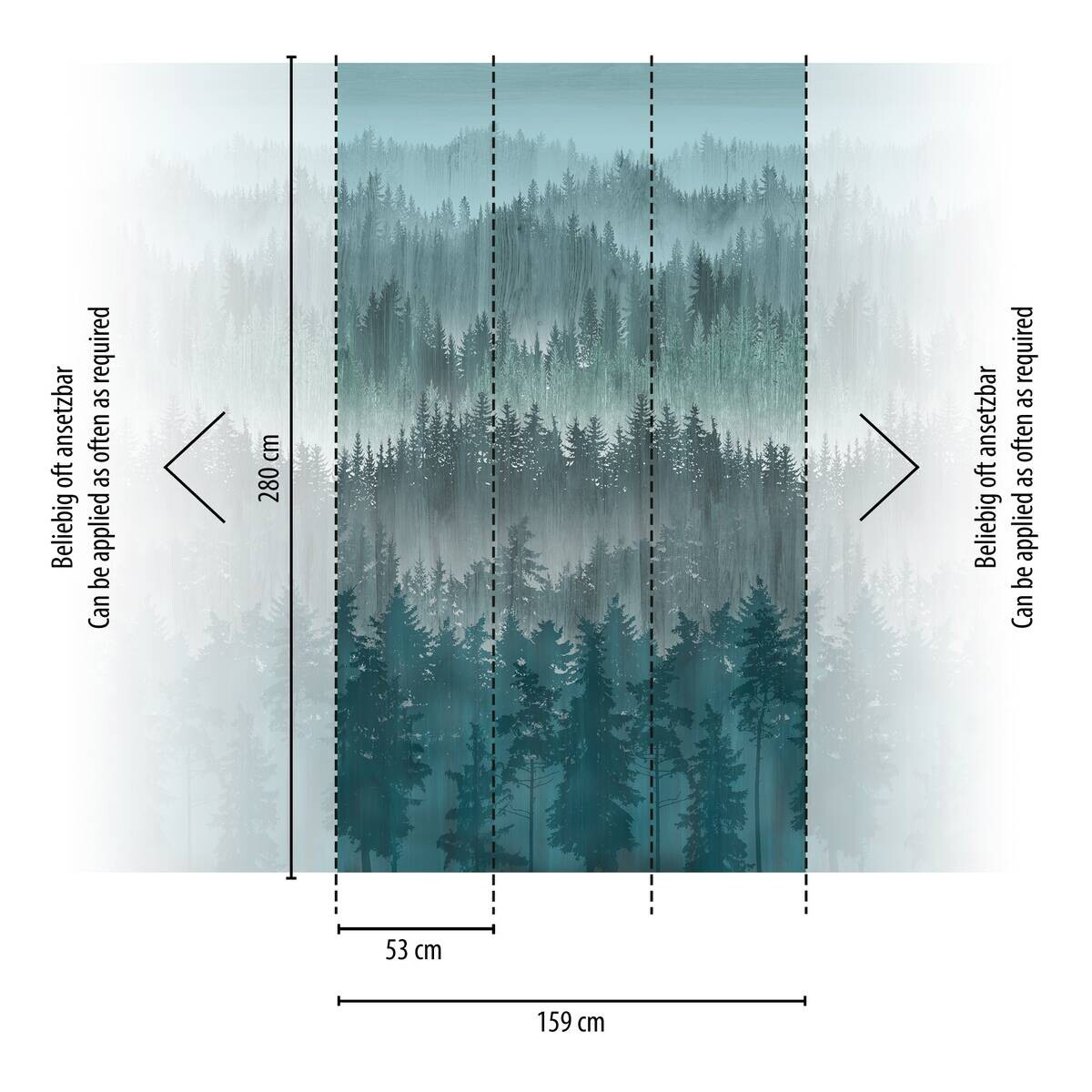 Livingwalls Fototapete Natur grau petrol blau B/L: ca. 280x159 cm