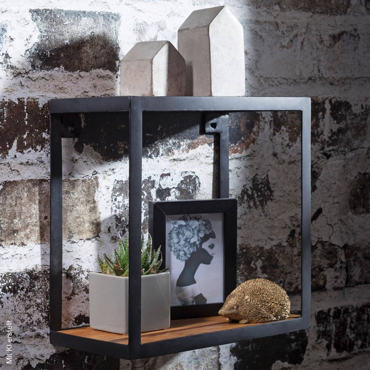 Wandregal natur schwarz B/H/T: ca. 35x35x18 cm
