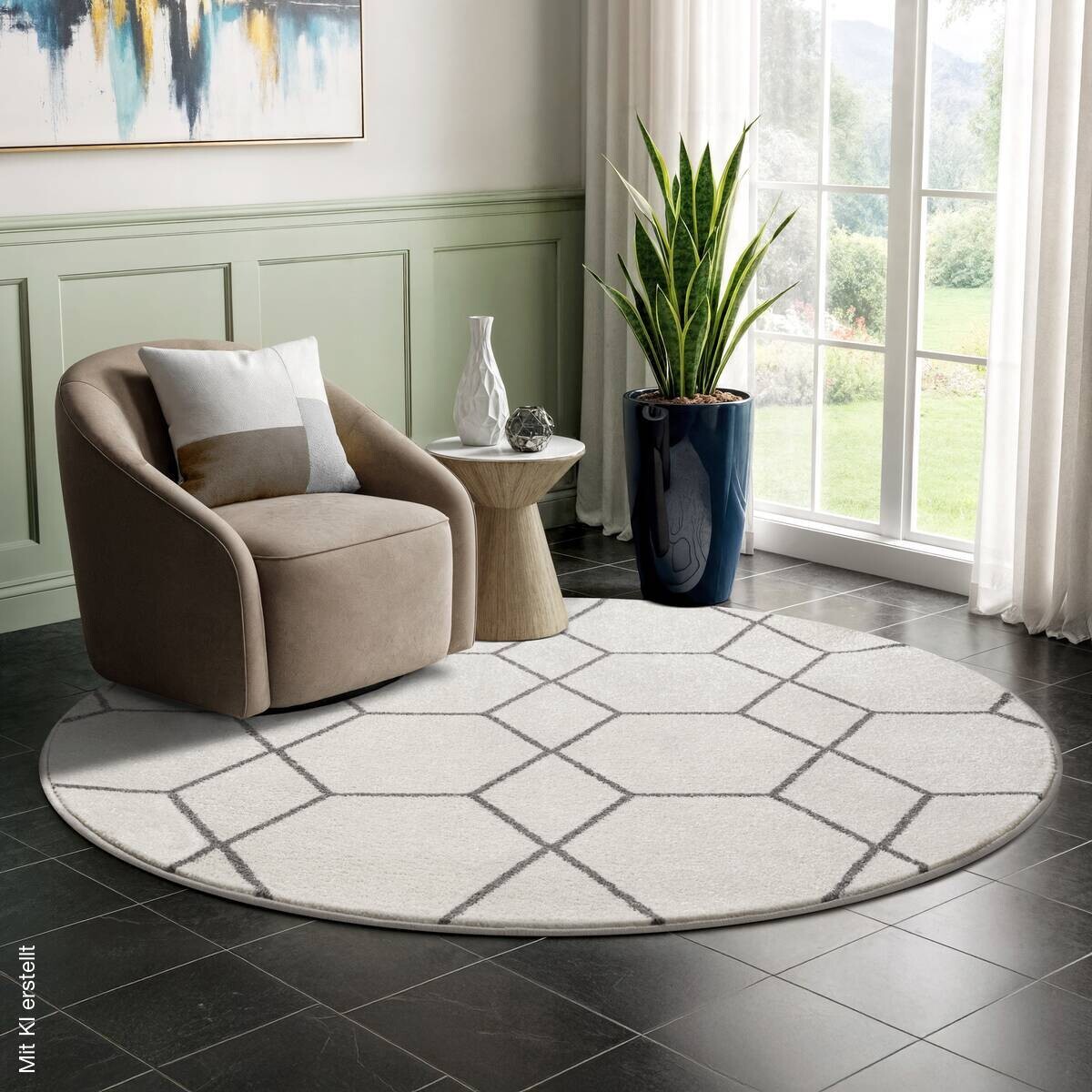 Sanat Teppich Trellis creme D: ca. 120 cm