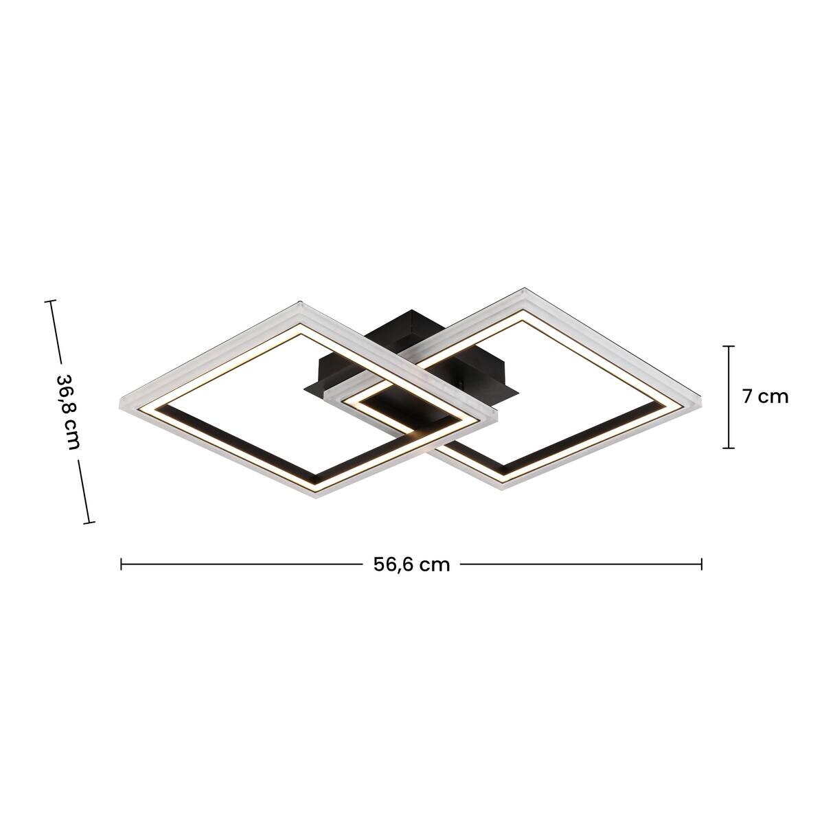 Nolo Deckenleuchte Christina schwarz Metall Kunststoff B/H/L: ca. 35x6,5x57 cm