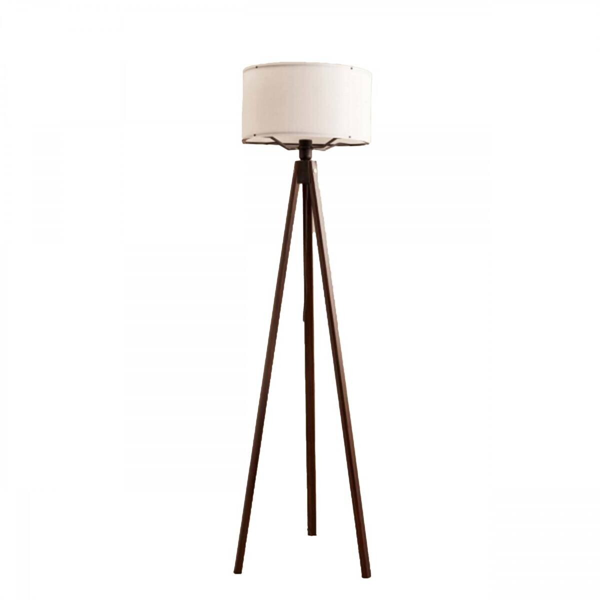 Opviq Stehleuchte weiß braun Stoff Holz B/H/T/L/D: ca. 21x140x21x21x21 cm E27 1 Brennstellen