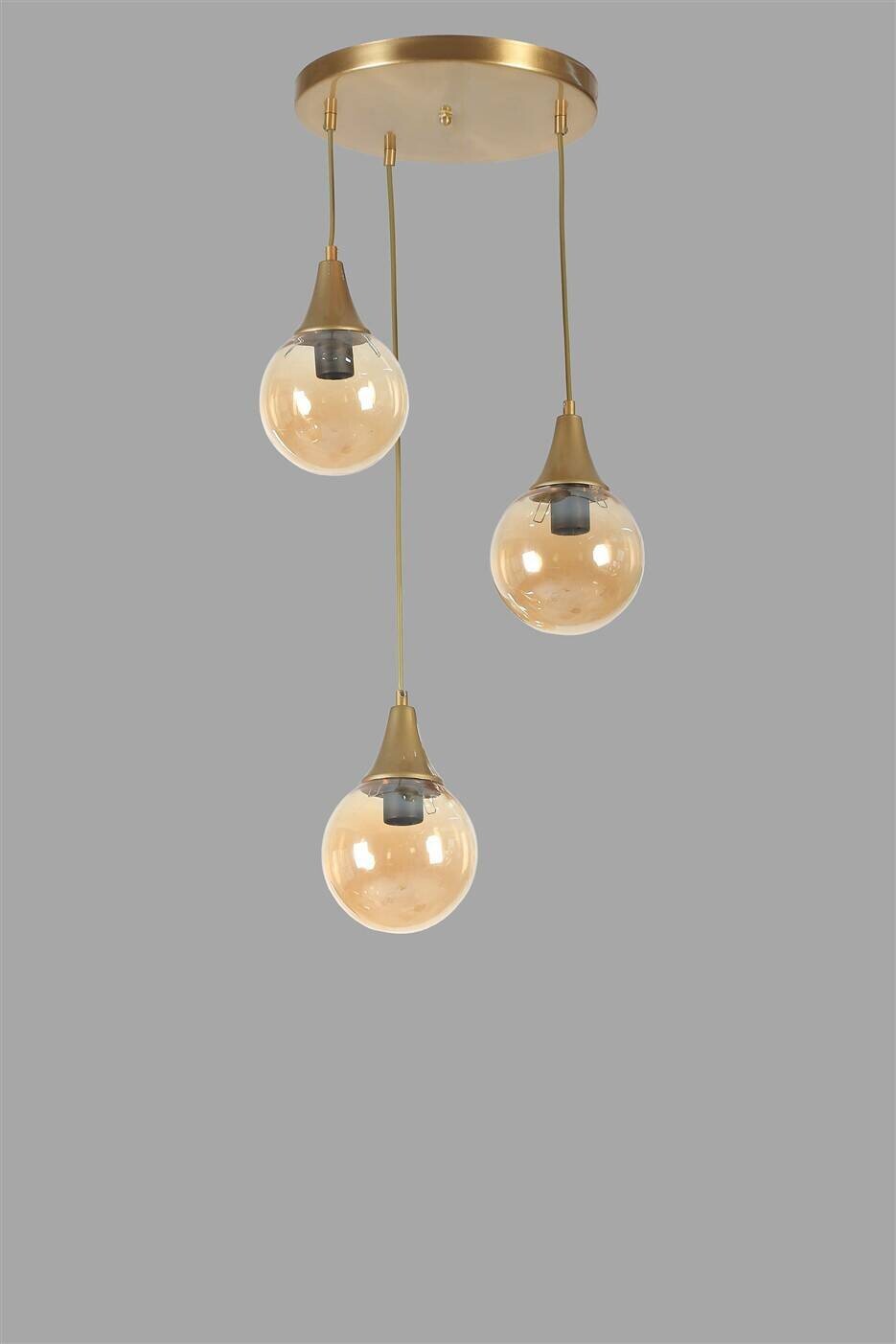 Pendelleuchte gold braun Glas Metall B/H/L/D: ca. 30x70x30x30 cm E27 1 Brennstellen