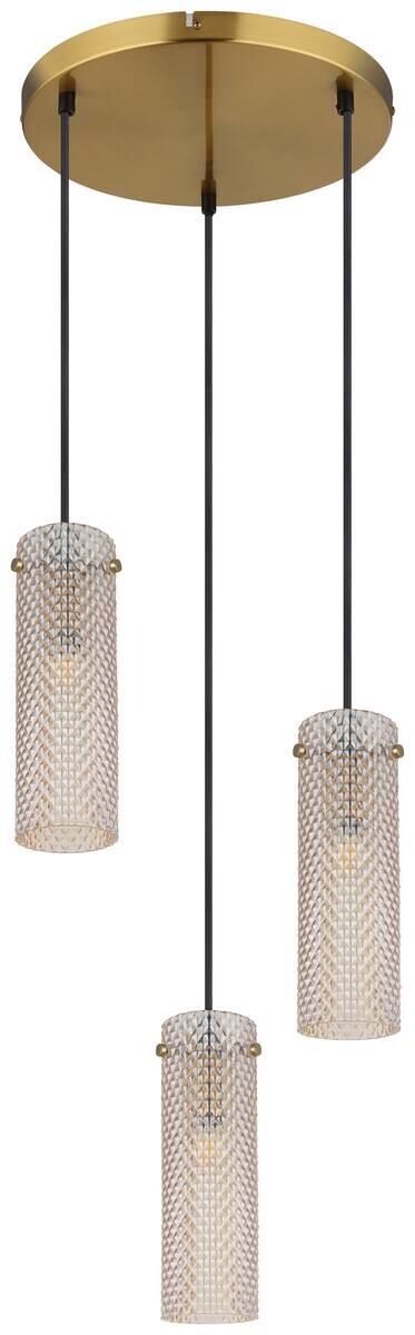 GLOBO Pendelleuchte amber gold Glas Metall H/D: ca. 120x35 cm E14 3 Brennstellen