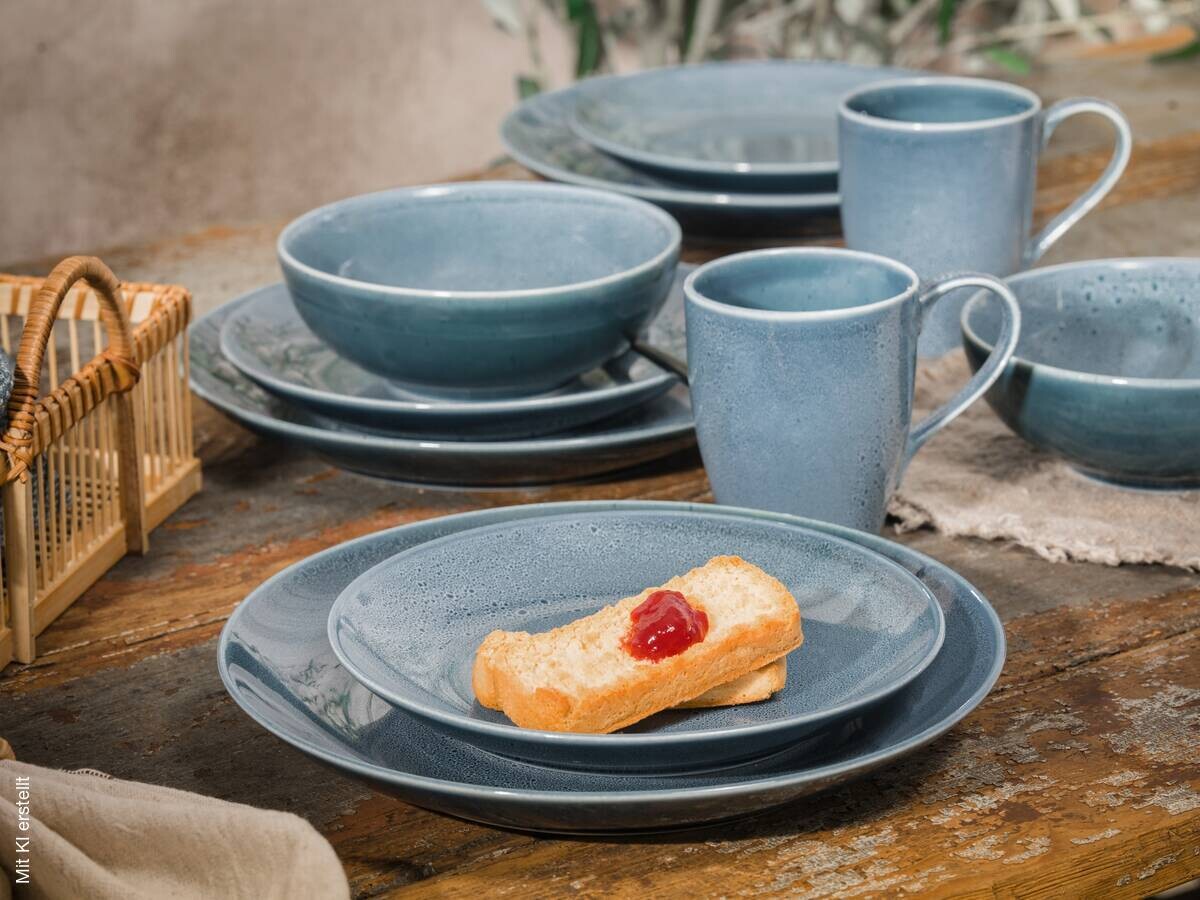 CreaTable Kombiservice Reactive BLUE petrol Keramik