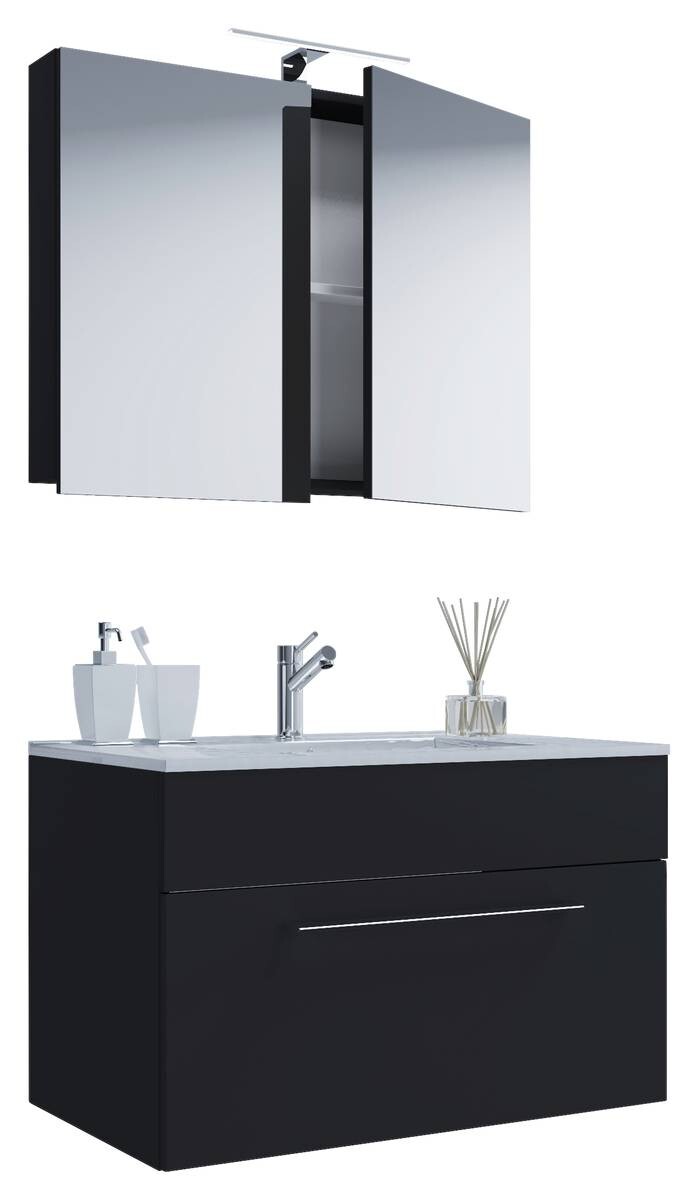 Waschplatz 3tlg-Badinos schwarz B/H/T: ca. 60x50x46 cm