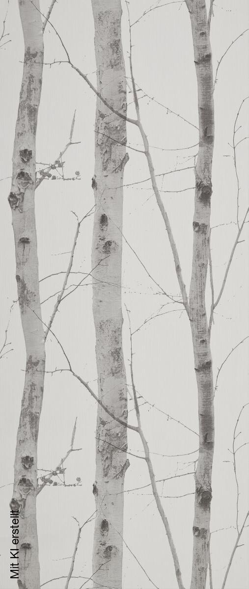 Vliestapete Birkenwald grau creme B/L: ca. 53x1005 cm