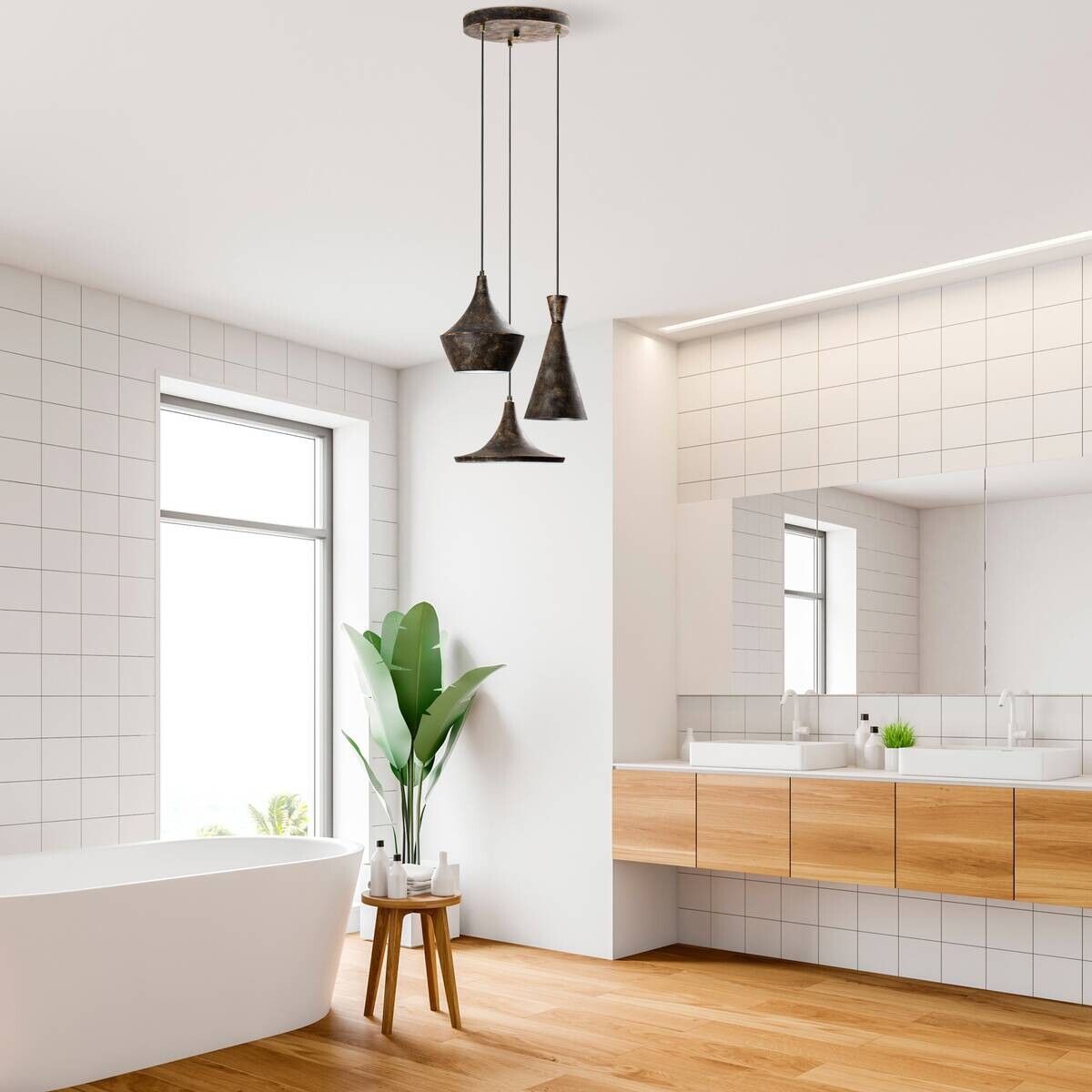 Opviq Pendelleuchte TOM-3556 B/H/T/L/D: ca. 45x135x45x45x45 cm E27 3 Brennstellen