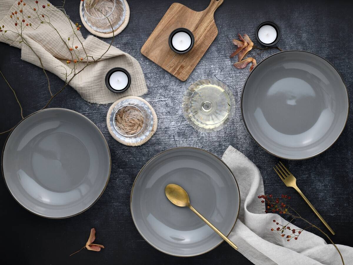 CreaTable Schüssel-Set Nature Collection Stone grau Steinzeug