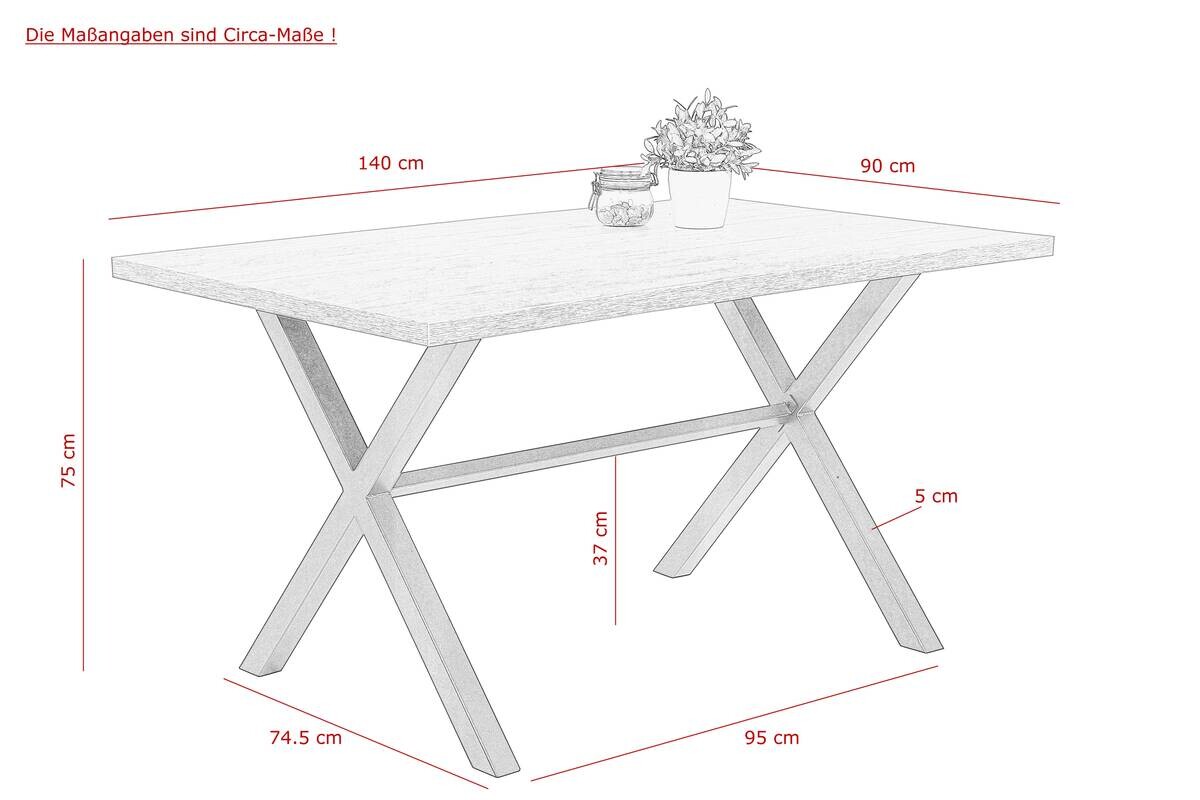 Esstisch Bonny Monument Nachbildung B/H/T: ca. 140x75x90 cm